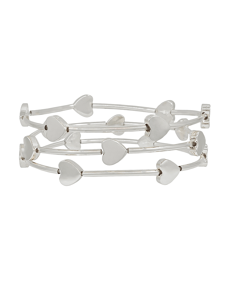 Heart Metal Accent Pipe Stretch Bracelet