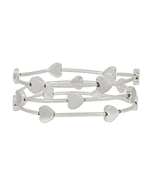 Heart Metal Accent Pipe Stretch Bracelet