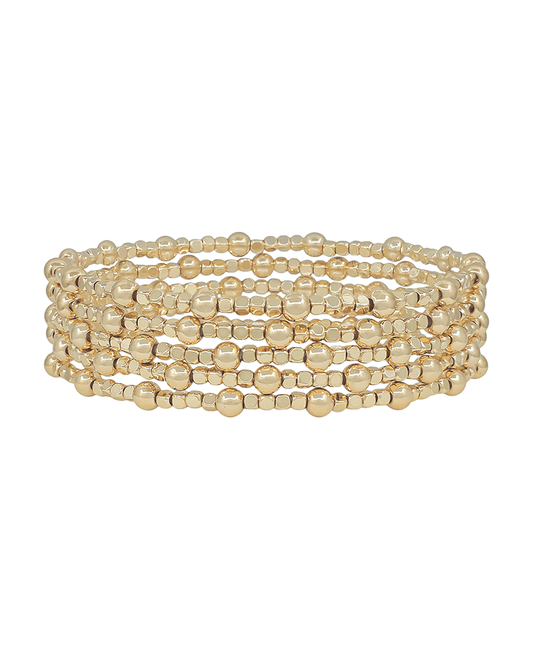 4mm CCB & 2mm Square Metal 5 Set Stretch Bracelet