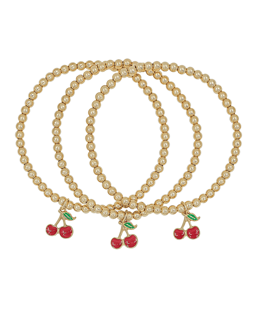 CCB Stretched Cherry Charm 3 Set Bracelet