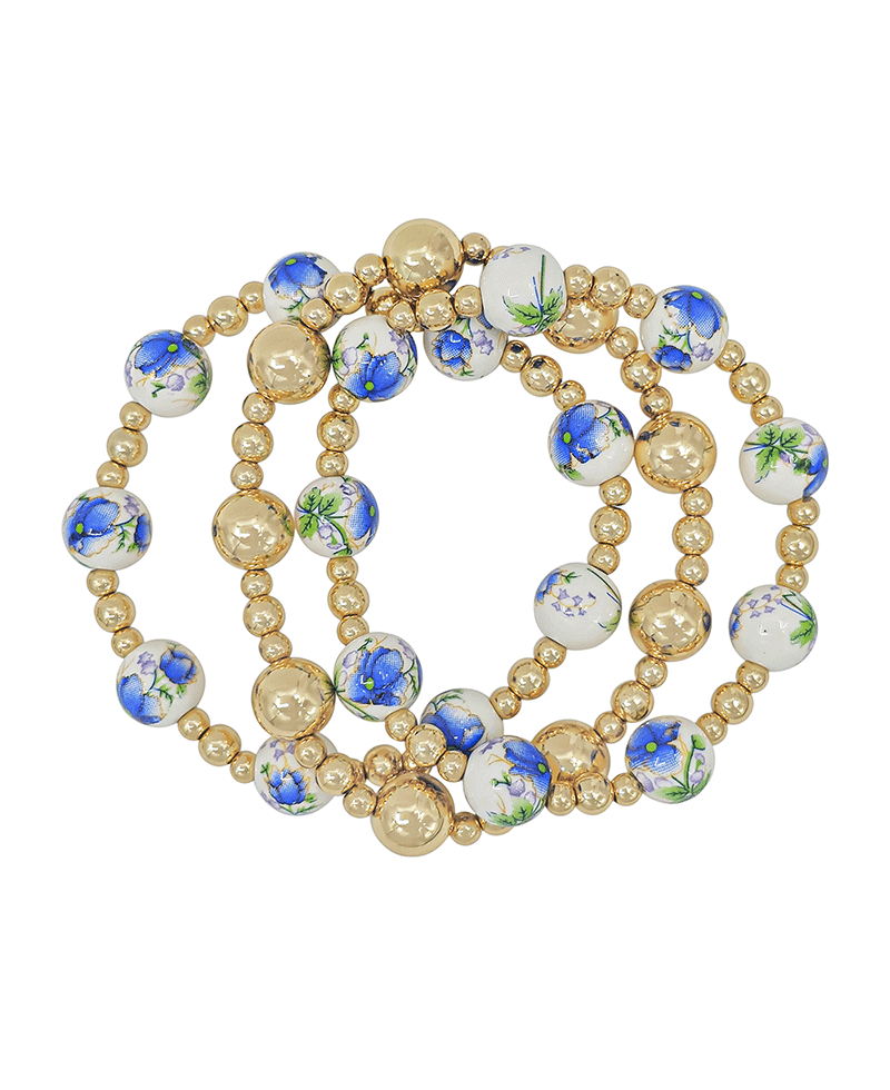 10mm Ceramic Bead & CCB 3 Set Bracelet