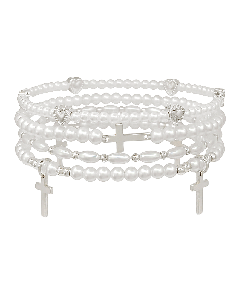 Cross & Heart Pearl Bracelet