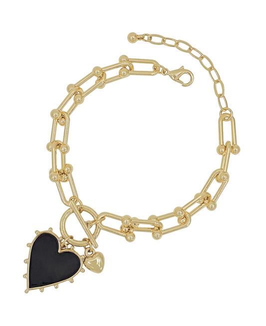 Epoxy Heart Charm Chain Bracelet