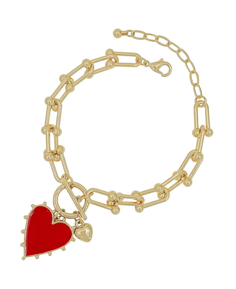 Epoxy Heart Charm Chain Bracelet