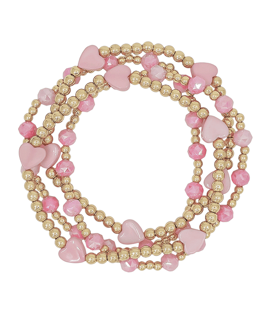 Heart Resin Candy Beads & CCB 4 Set Bracelet