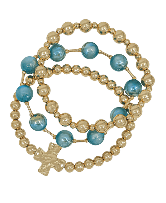 CCB w/ Cross & Candy Bead Bracelet