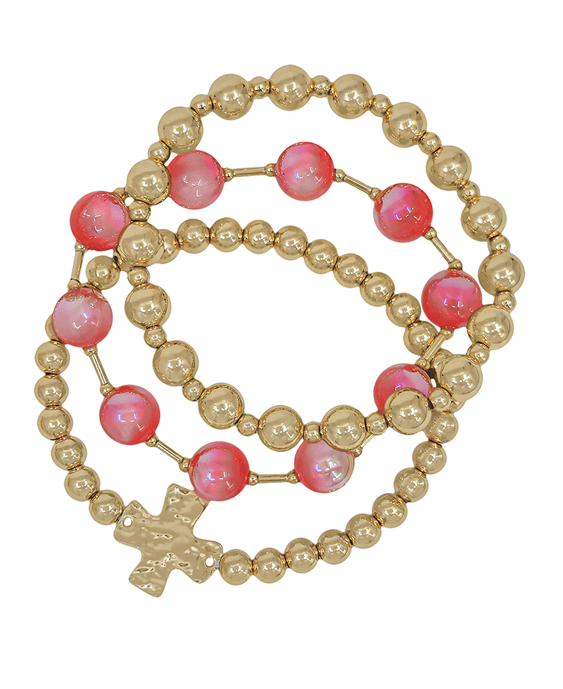 CCB w/ Cross & Candy Bead Bracelet