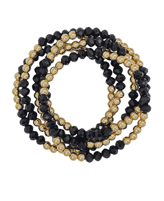 6mm Glass & 5mm Ball 5 Set Stretch Bracelet