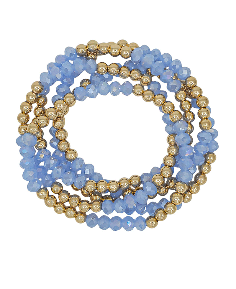 6mm Glass & 5mm Ball 5 Set Stretch Bracelet