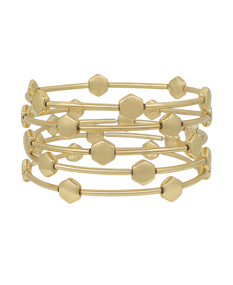 Hexagon Metal Pipe 5 Set Stretch Bracelet