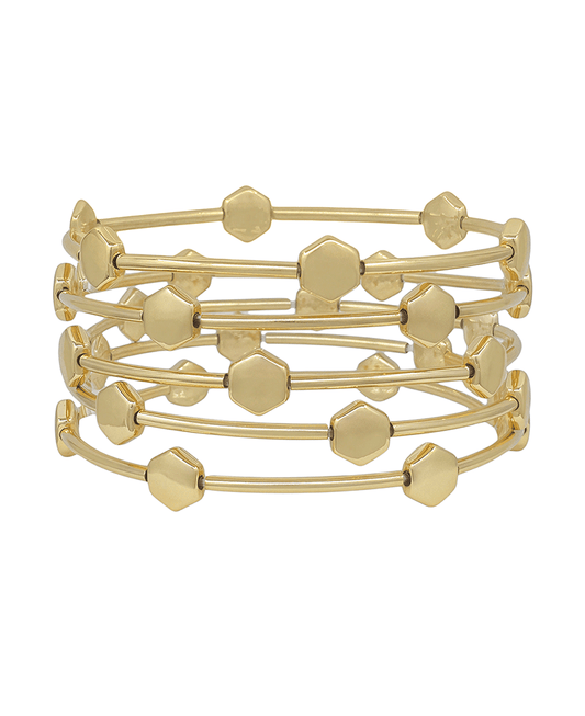 Hexagon Metal Pipe 5 Set Stretch Bracelet