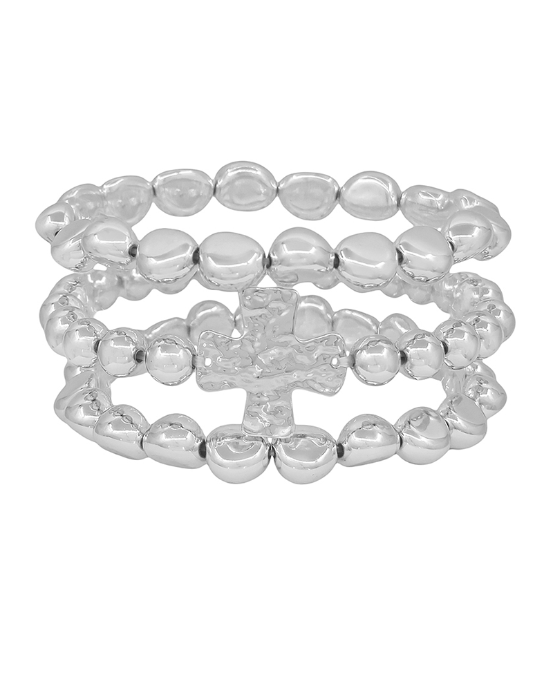 Cross Accent 10mm Pebble CCB 3 Set Bracelet