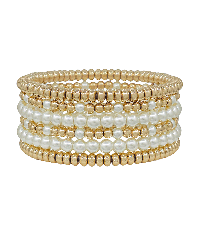6mm Pearl & 4mm CCB & Metal Bracelet
