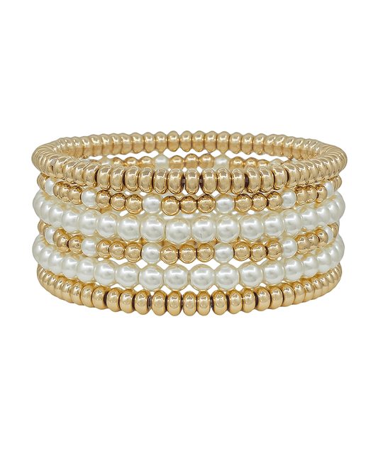 6mm Pearl & 4mm CCB & Metal Bracelet