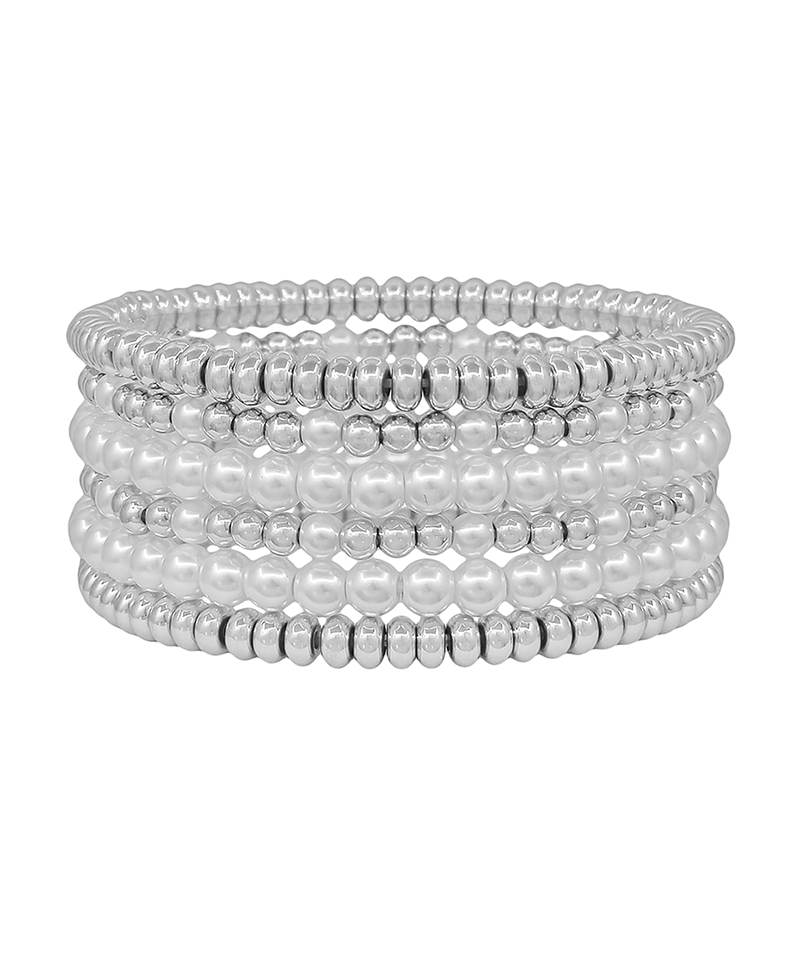 6mm Pearl & 4mm CCB & Metal Bracelet