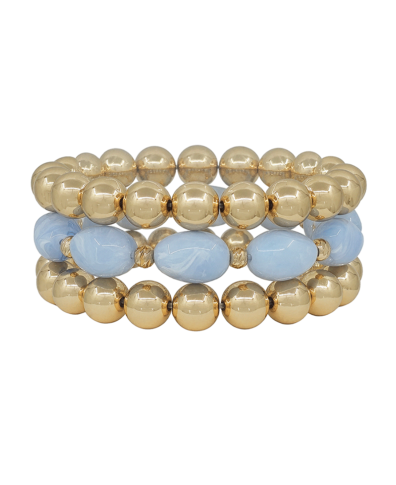 10mm CCB & Oval Resin 3 Set Bracelet