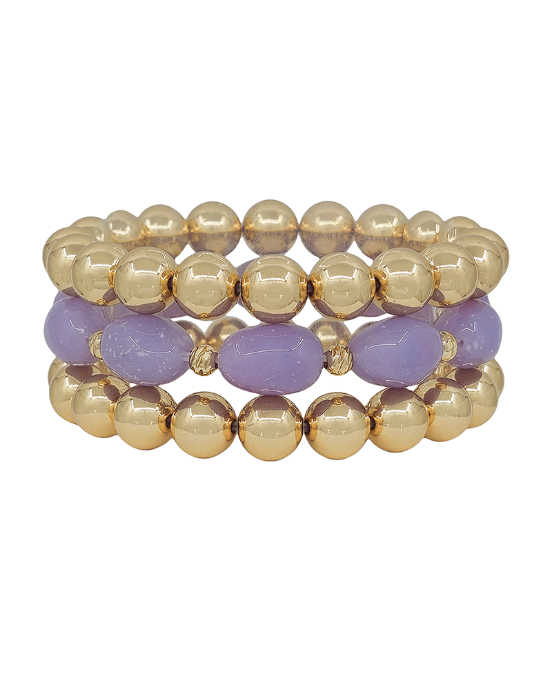 10mm CCB & Oval Resin 3 Set Bracelet