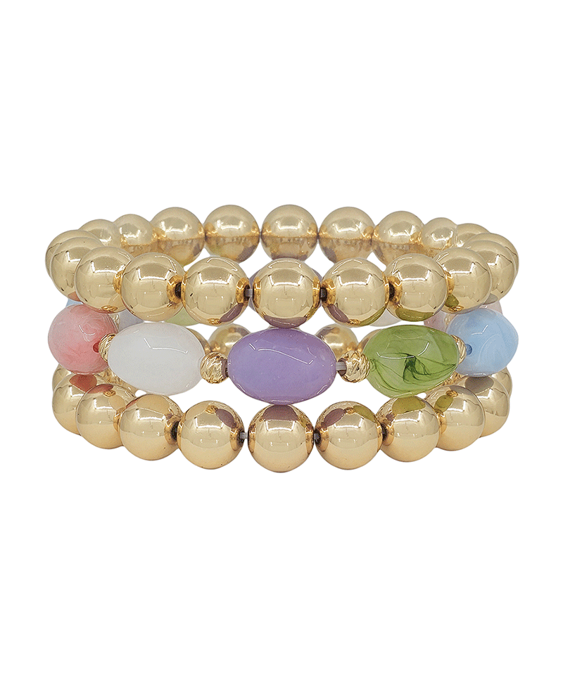 10mm CCB & Oval Resin 3 Set Bracelet