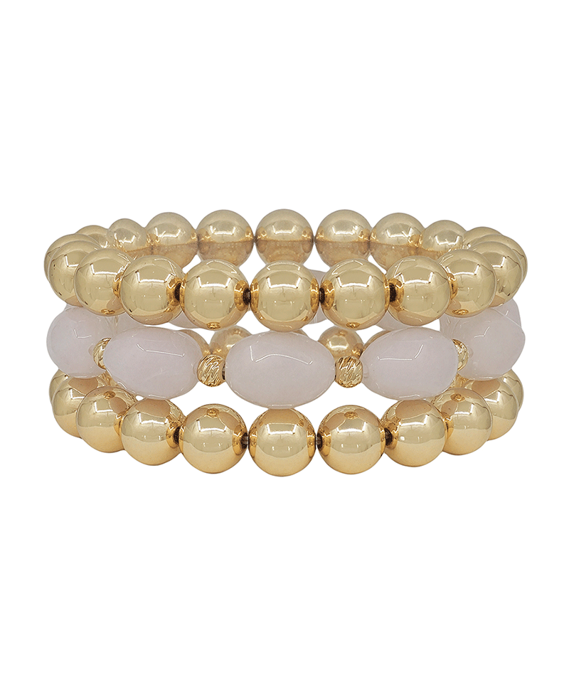 10mm CCB & Oval Resin 3 Set Bracelet