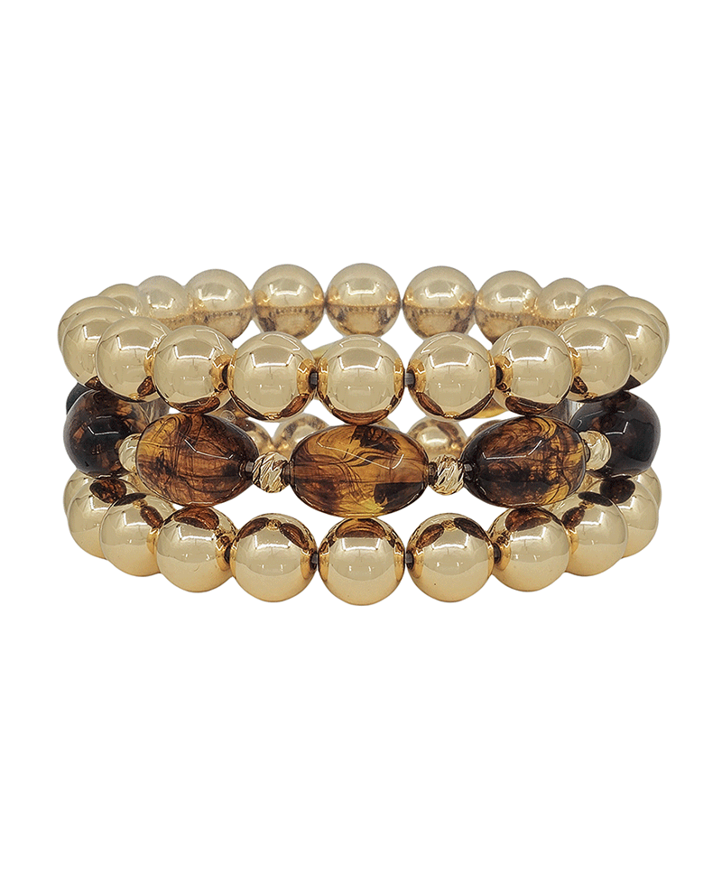 10mm CCB & Oval Resin 3 Set Bracelet