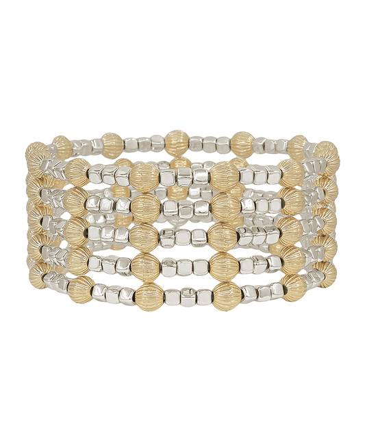 5mm Texture Ball & 3mm Square Metal 5 Set Bracelet