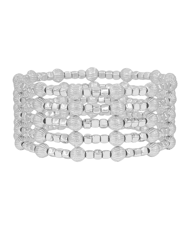 5mm Texture Ball & 3mm Square Metal 5 Set Bracelet