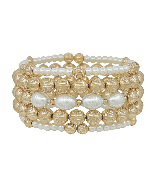 Texture Ball w/ Fresh Pearl Accent Bracelet