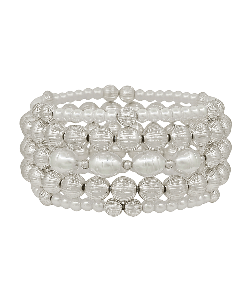 Texture Ball w/ Fresh Pearl Accent Bracelet