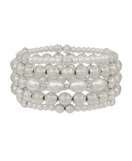 Texture Ball w/ Fresh Pearl Accent Bracelet