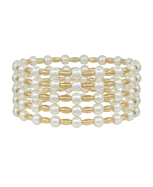 5mm Pearl & Oval CCB Stretch Bracelet