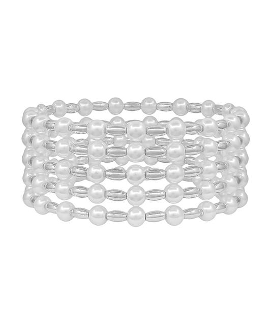 5mm Pearl & Oval CCB Stretch Bracelet