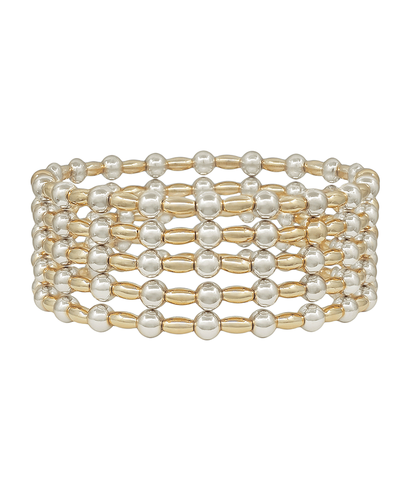 5mm Metal Ball & Oval CCB Stretch Bracelet