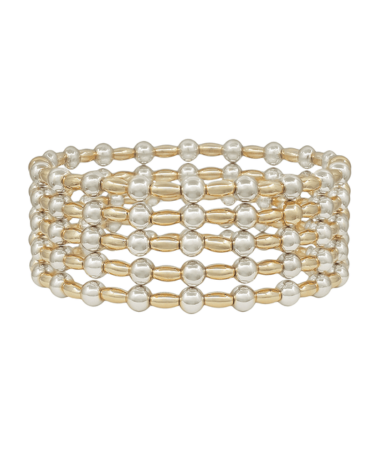 5mm Metal Ball & Oval CCB Stretch Bracelet