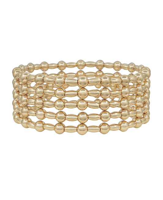 5mm Metal Ball & Oval CCB Stretch Bracelet