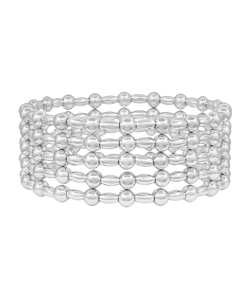 5mm Metal Ball & Oval CCB Stretch Bracelet