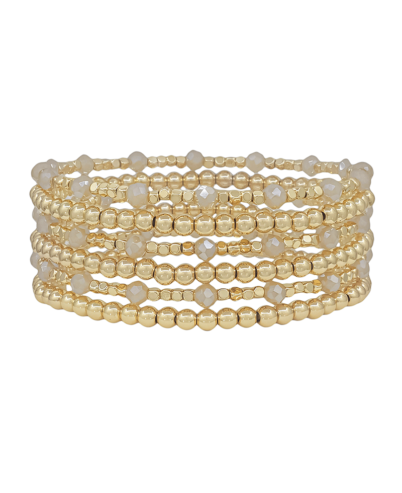 CCB Glass Metal Beads 6 Set Bracelet
