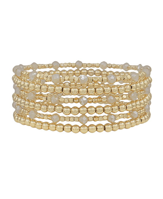 CCB Glass Metal Beads 6 Set Bracelet