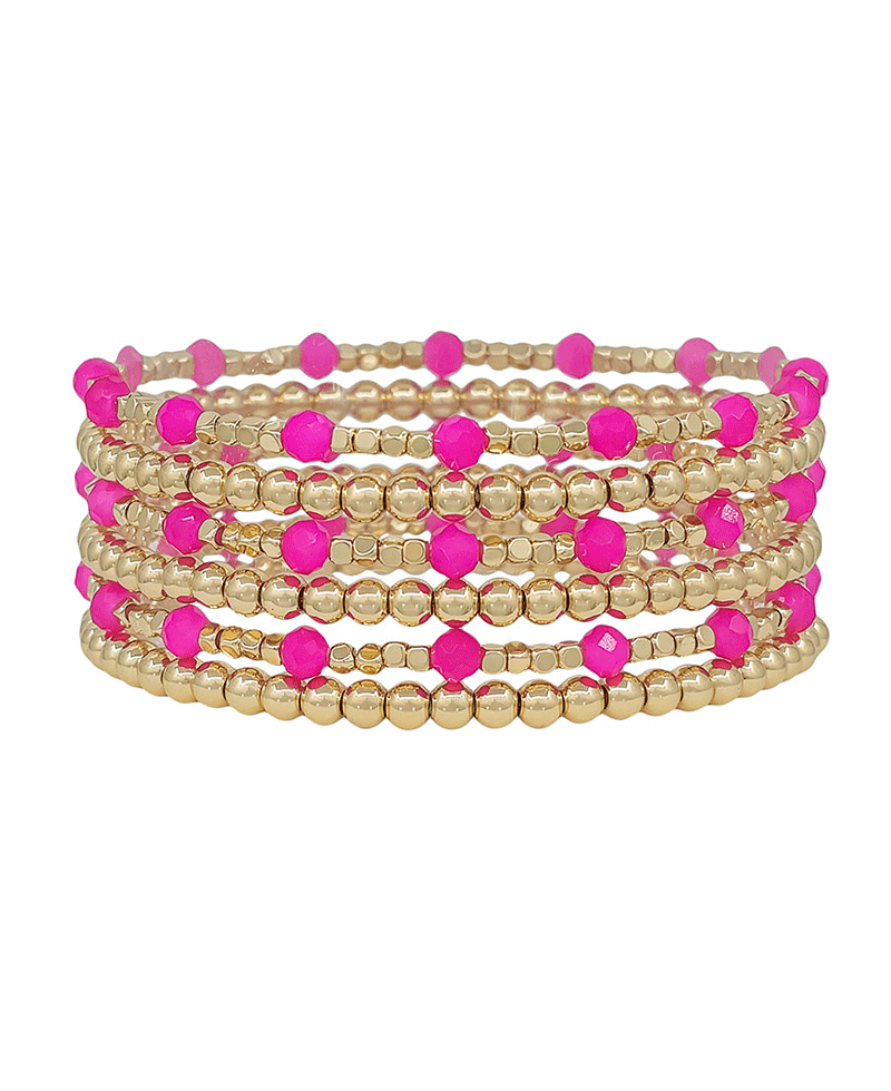 CCB Glass Metal Beads 6 Set Bracelet