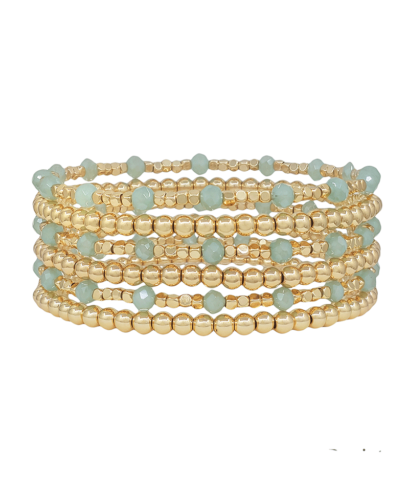 CCB Glass Metal Beads 6 Set Bracelet