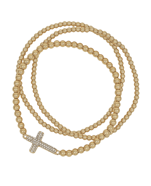 Paved Cross CCB Stretch Bracelet