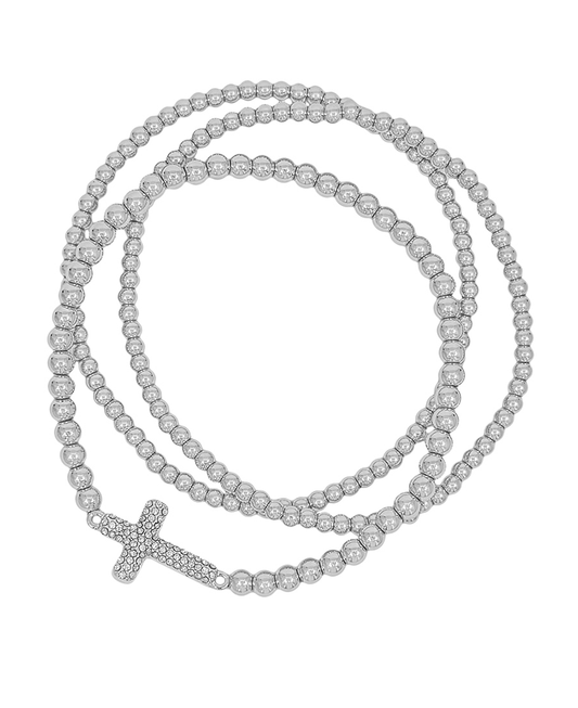 Paved Cross CCB Stretch Bracelet