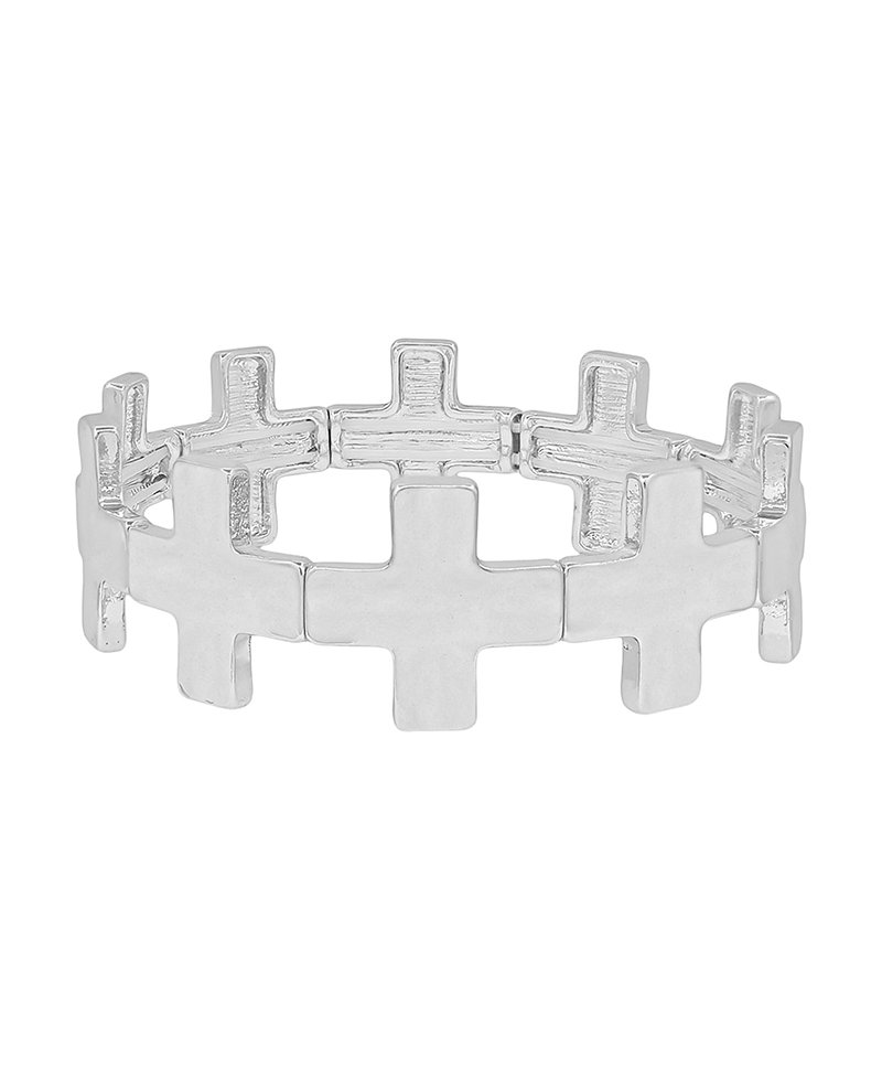 20mm Cross Hammered Metal Stretch Bracelet