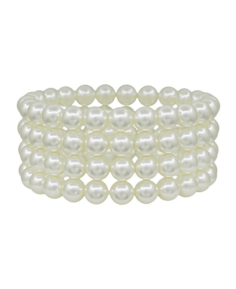 8mm Glass Pearl 4 Set Bracelet