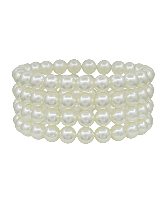 8mm Glass Pearl 4 Set Bracelet