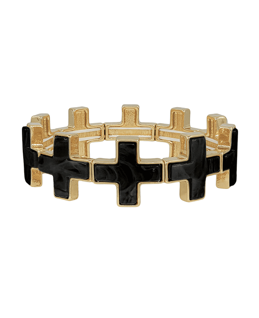 20mm Cross Metal w/ Resin Attached Stretch Bracelet