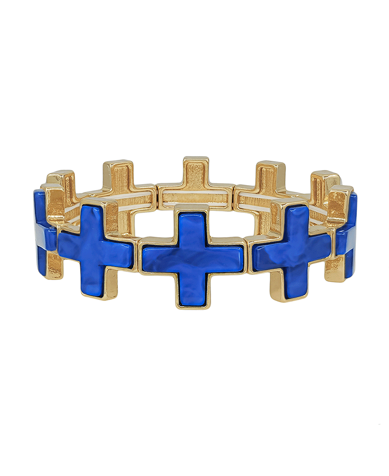 20mm Cross Metal w/ Resin Attached Stretch Bracelet
