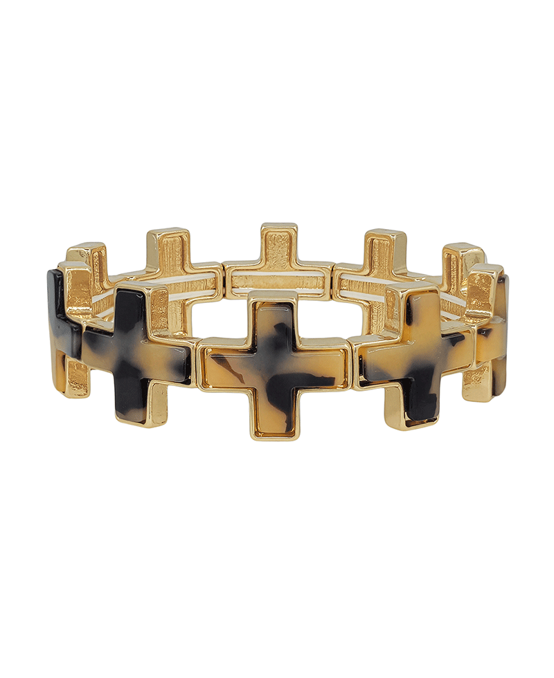 20mm Cross Metal w/ Resin Attached Stretch Bracelet