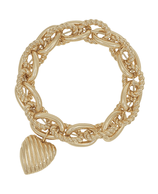 Heart Charm Chunky Oval Bracelet