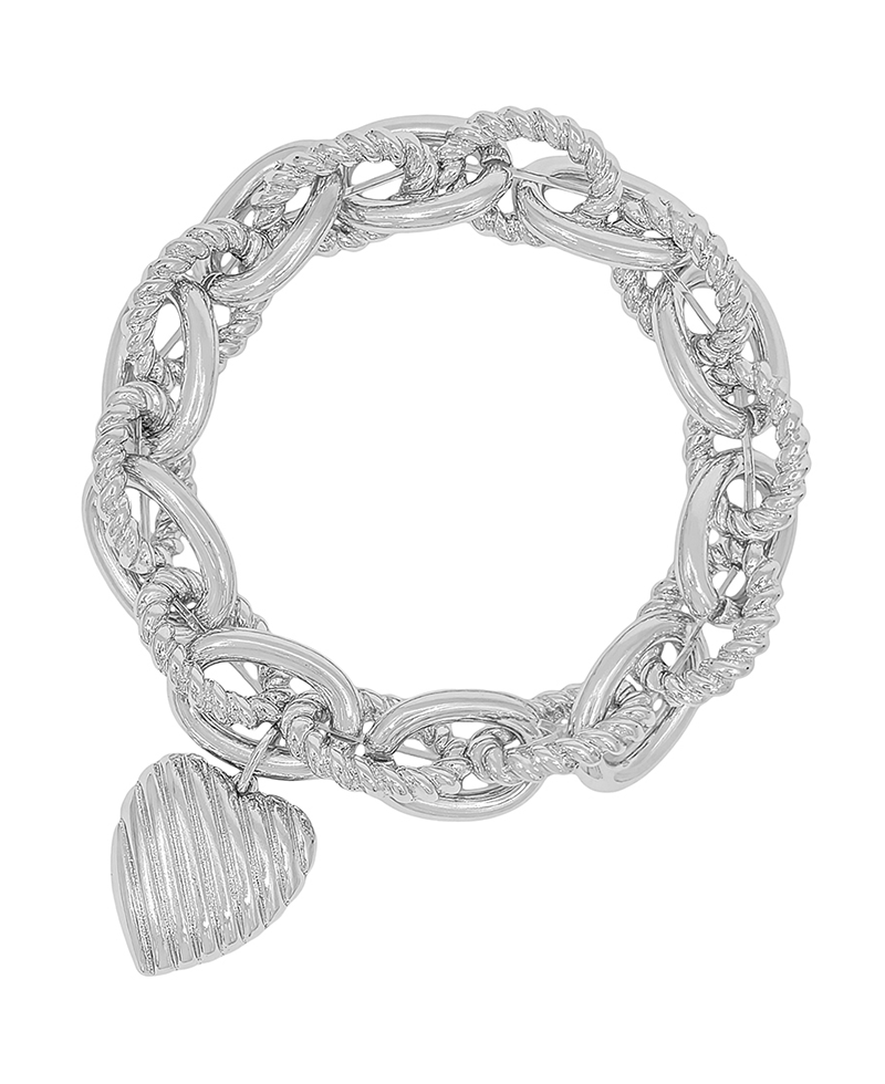 Heart Charm Chunky Oval Bracelet