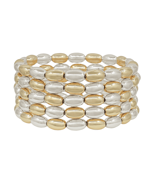 Oval Shape 10mm CCB 5 Set Stretch Bracelet